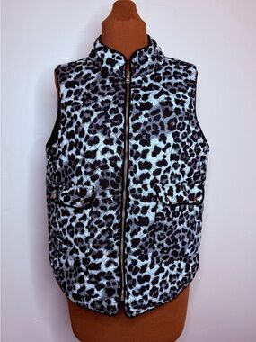 BD Collection Black Animal Print Quilted Jacket Label Detail Size Large